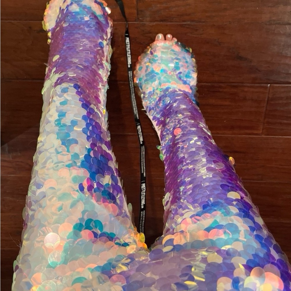 PrettyLittleThing Iridescent Sequin Flare Pants